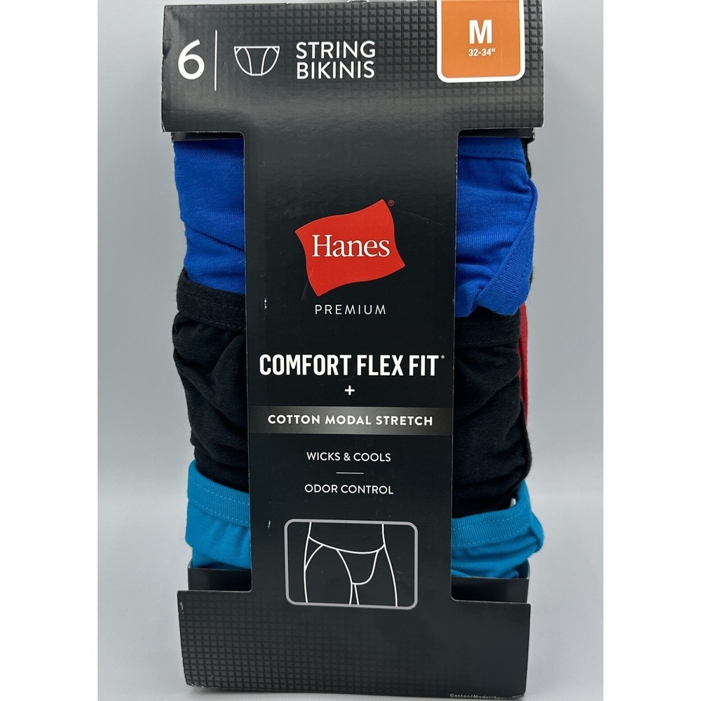 Hanes Comfort Flex Fit Men's String Bikini 6 Pack Medium Discontinued 9CFFS6 New